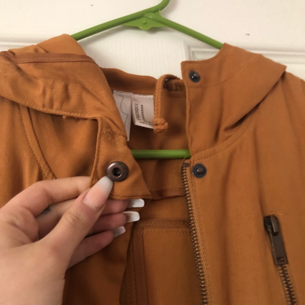 Dark orange/tan long coat with hoodie